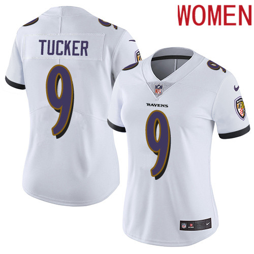 2019 Women Baltimore Ravens #9 Tucker white Nike Vapor Untouchable Limited NFL Jersey->women nfl jersey->Women Jersey